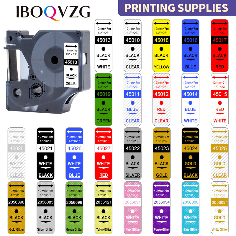 IBOQVZG 45013 45010 الأشرطة التسمية D1 45013 خرطوشة متوافق ل Dymo LabelManager الكاتب صانع 280 160 260P 45803 43613 40913