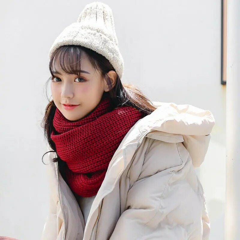 وشاح الإناث الشتاء طالب النمط الياباني تطول سميكة الذكور الصوفية النسخة الكورية من البرية محبوك فتاة مريلة