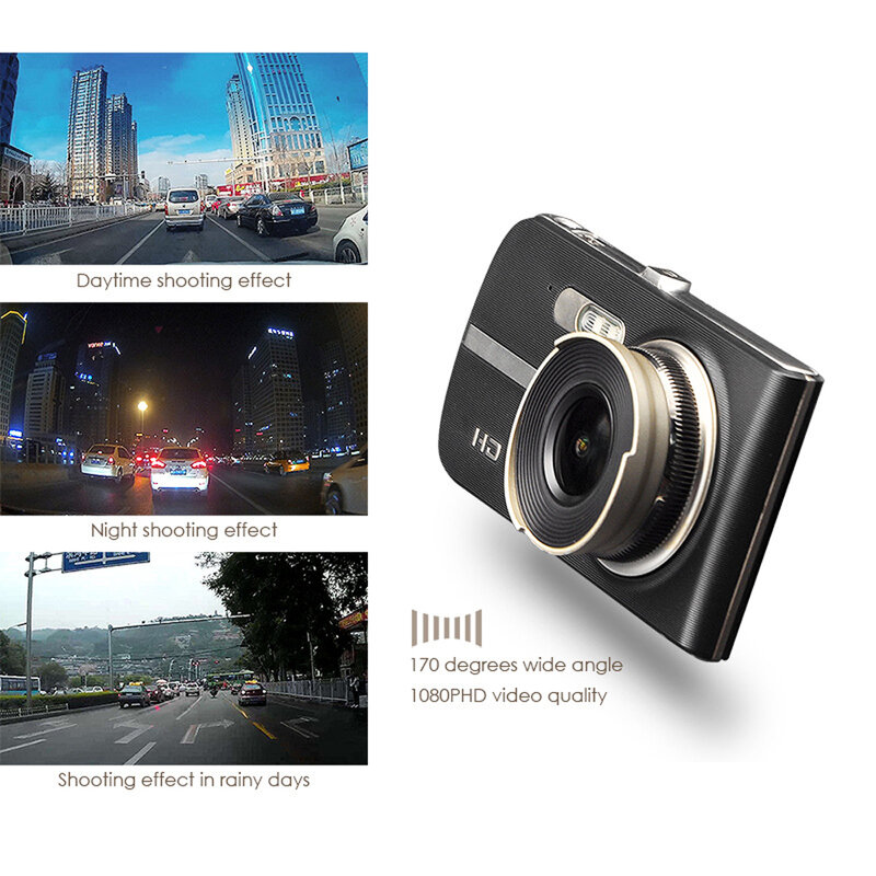 سيارة كاميرا سيارة ثنائية العدسة جهاز تسجيل فيديو رقمي للسيارات كاميرا كامل HD 1080P محرك مسجل فيديو مسجل السيارات لوحة القيادة المزدوج داشكام الأسود DVRs صندوق