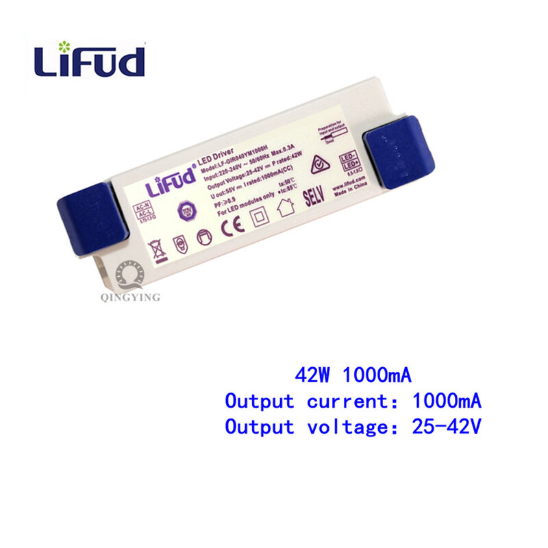 LiFud LED سائق 42W 1000mA DC 25-42V AC220-240V LF-GIR040YM1000H محول الصمام سائق لوحة لفئة II LED الإنارة