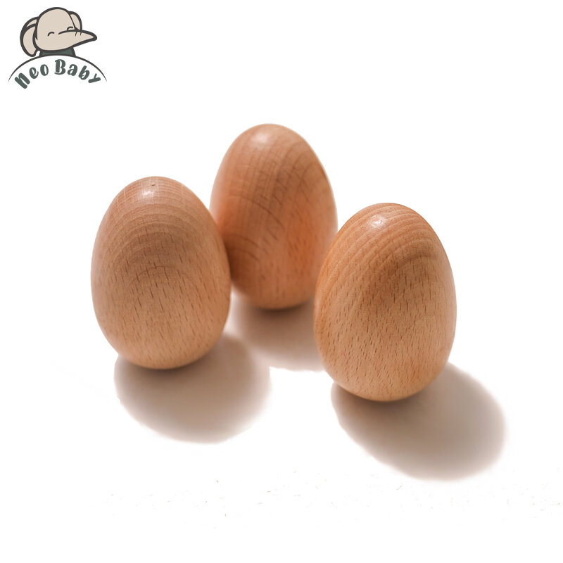 خشبية البيض على شكل الكرة الرمل حشرجة الموت ألعاب الأطفال 0-12 أشهر مونتيسوري ألعاب تعليمية سلامة الغذاء مستوى الخشب لعبة خشخيشات للأطفال