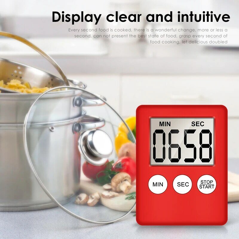 1 قطعة رقيقة جدا LCD شاشة رقمية المطبخ الموقت دائم المطبخ دقيقة مؤقت طبخ العد حتى العد التنازلي المغناطيس إنذار