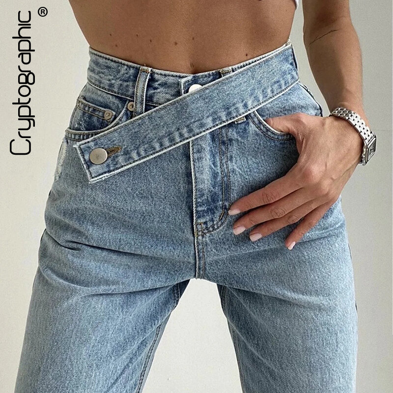 أزياء غير رسمية مجسمة جينز دينم مستقيمة عالية الخصر سروال نسائي لخريف وشتاء 2021 بنطلون جينز هاراجوكو فريند سروال سفلي فضفاض