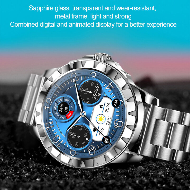 LEMFO LEMZ ساعة ذكية رجل بلوتوث دعوة الموسيقى 454*454 AMOLED شاشة Smartwatch ECG ساعة مخصصة الوجه الرجال الساعات للرجال