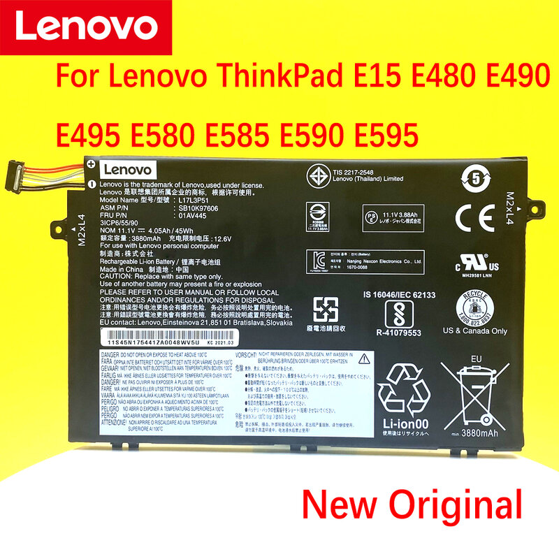 جديد الأصلي لينوفو ثينك باد E480 E580 R480 R580 01AV463 01AV445 01AV466 L17M3P53 بطارية كمبيوتر محمول