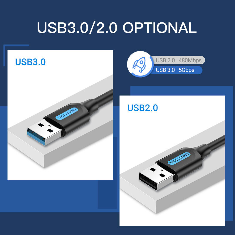 Vention USB 3.0 تمديد كابل نوع A ذكر إلى كابل موصل ذكر 3.0 2.0 موسع الحبل ل القرص الصلب صندوق التلفزيون محمول USB إلى كابل يو اس بي