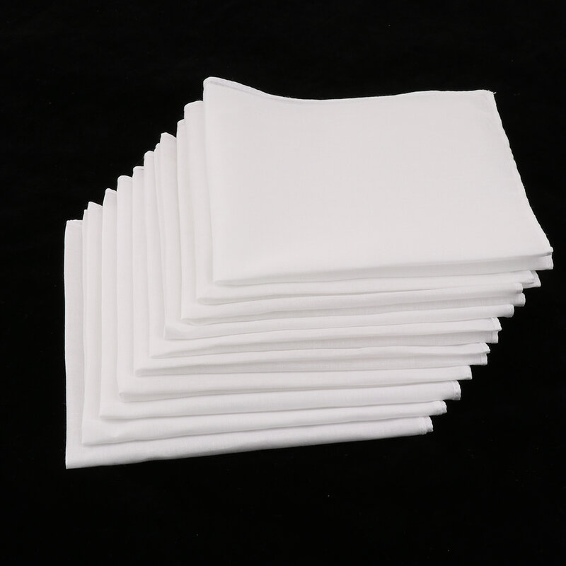 10 قطعة 100% القطن الأبيض مناديل مربع سوبر لينة قابل للغسل منديل الصدر منشفة جيب منديل مربع DIY الاكسسوارات 28x28cm