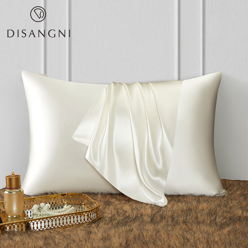 Disangni-المخدة 100% التوت الحرير الطبيعي 22 مومي ، على الوجهين الحرير الخالص ، تصميم سستة غير مرئية ، 1 قطعة