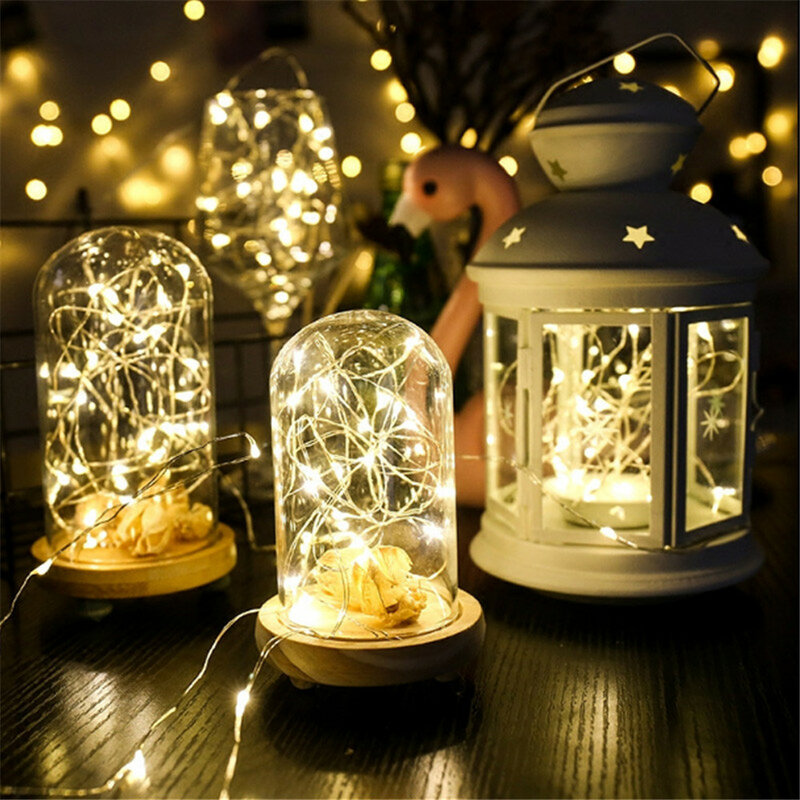 Led الجنية عطلة مصباح LED يعمل بالبطارية سلسلة ضوء 2 متر 5 متر 10 متر الأسلاك النحاسية ل شجرة عيد الميلاد الزفاف الديكور في الهواء الطلق