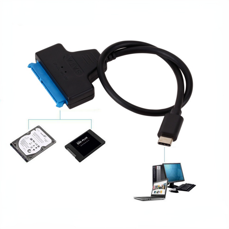 LccKaa Sata 3 إلى Type-C كابل يو إس بي 3.1 USB C إلى محول SATA حتى 6 Gbps دعم 2.5 بوصة SSD HDD القرص الصلب 22 دبوس SATA كابل