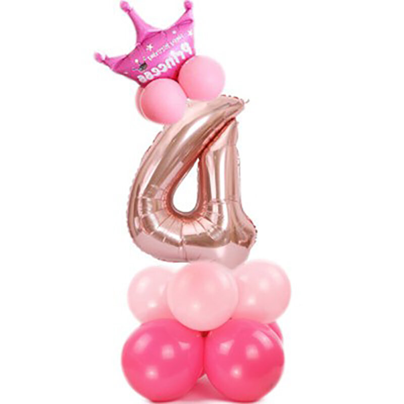 1-9 سنة فتاة بالونة عيد ميلاد ديكور حفلة عيد ميلاد الأولى زينة للأطفال الوردي 32 بوصة الألومنيوم احباط عدد بالون مجموعة