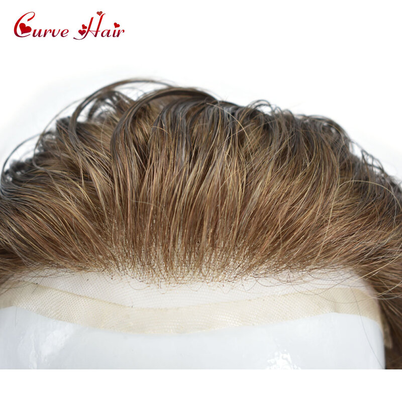 كامل الفرنسية باروكة شعر شريطي الشعر المستعار للرجال 80%-90% كثافة الضوء كامل الدانتيل رجل استبدال نظام أسود براون شقراء رمادي اللون