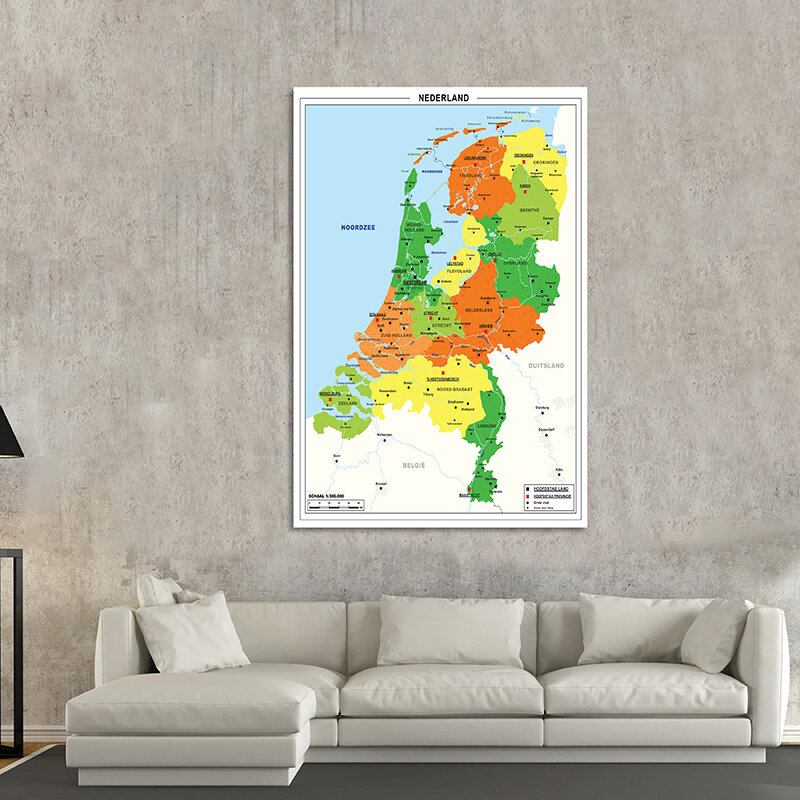 هولندا خريطة الهولندية سلسلة 100*150 سنتيمتر غير المنسوجة اللوحة كبيرة الحجم الجدار ملصق مكتب ديكور للمدرسة لوازم