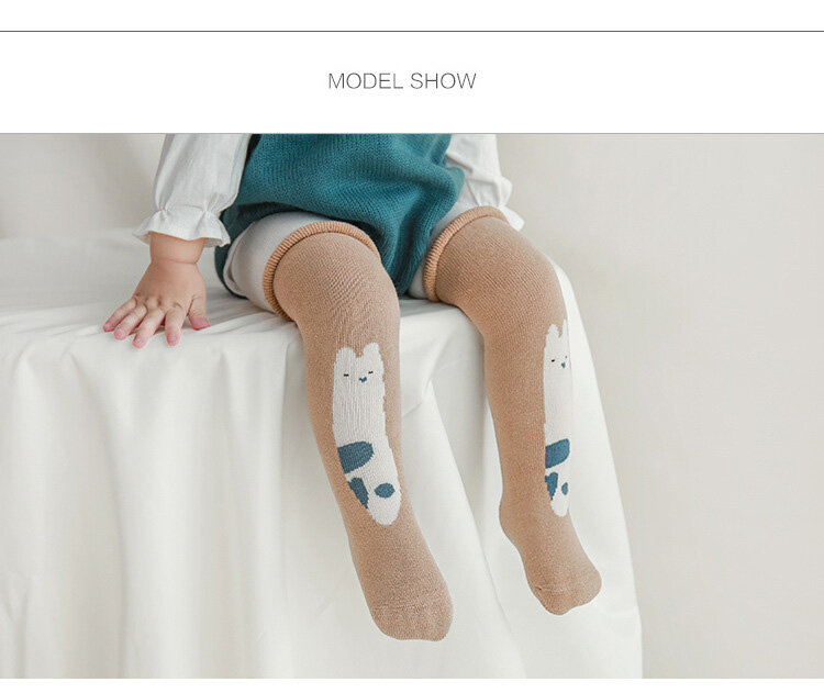 الوليد الأطفال القطن الخالص جوارب سميكة طفل فتاة الكرتون الدافئة الركبة منصات طويلة لينة الطفل الجوارب الأطفال الجوارب