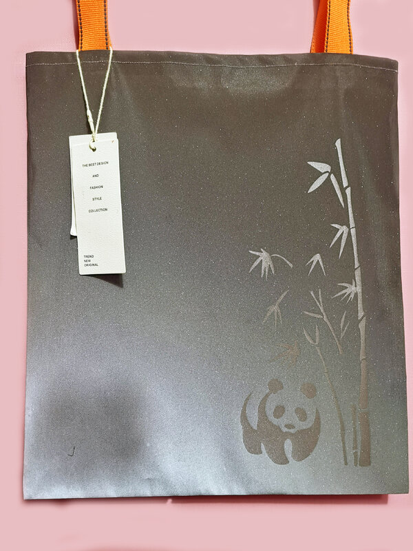 عاكسة حقيبة يد رمادي الرياضة سطح مقاوم للماء الباندا حقيبة ليلا السلامة المشي شعار مخصص الإسفار