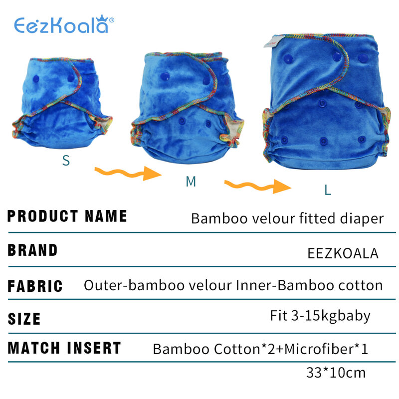 EezKoala-حفاضات قطيفة من الخيزران ، صديقة للبيئة ، قابلة لإعادة الاستخدام ، قماش ثقيل ، AI2 ، للطفل ، قابل للغسل