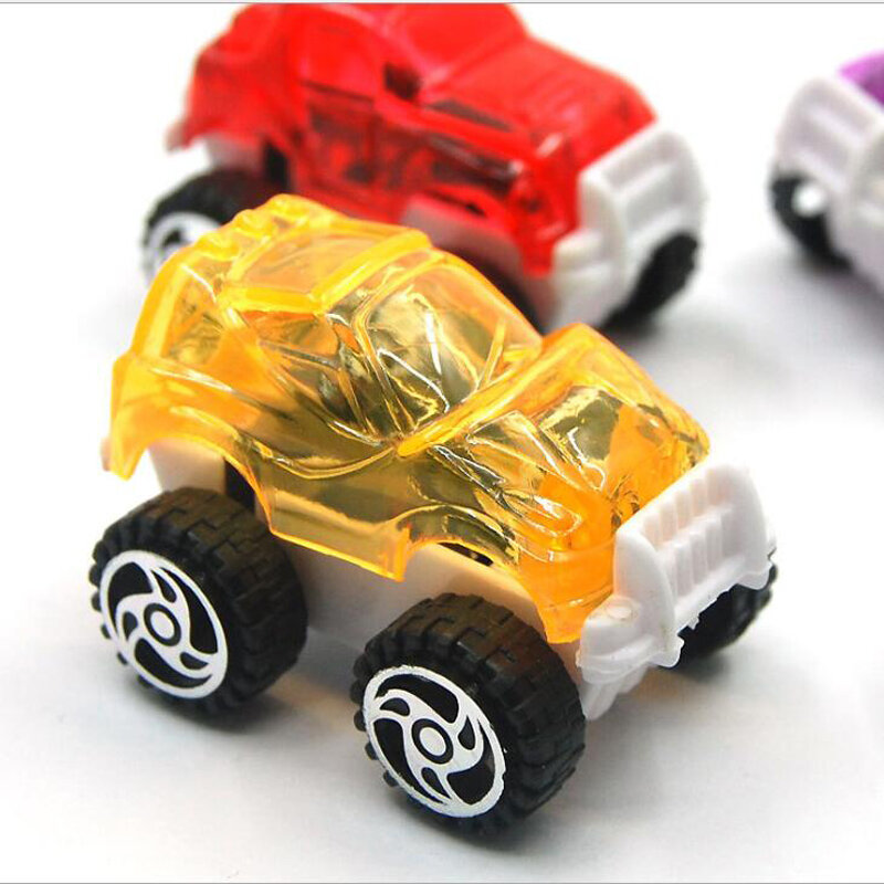 6 مصغرة الكرتون شفافة الجمود سيارة صغيرة نموذج لعب الأطفال على الطرق الوعرة نموذج سيارة الطفل عربة لعبة أطفال عطلة هدية