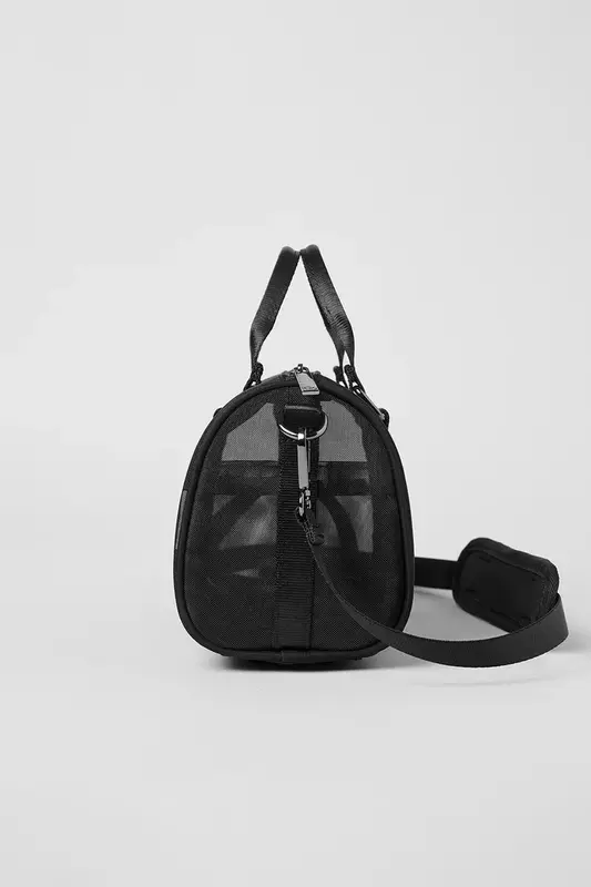 حقيبة اليوغا بشعار كامل ، حقيبة شبكية سوداء ، كاجوال ، محمول ، للتسوق في الهواء الطلق ، تخزين مستحضرات التجميل