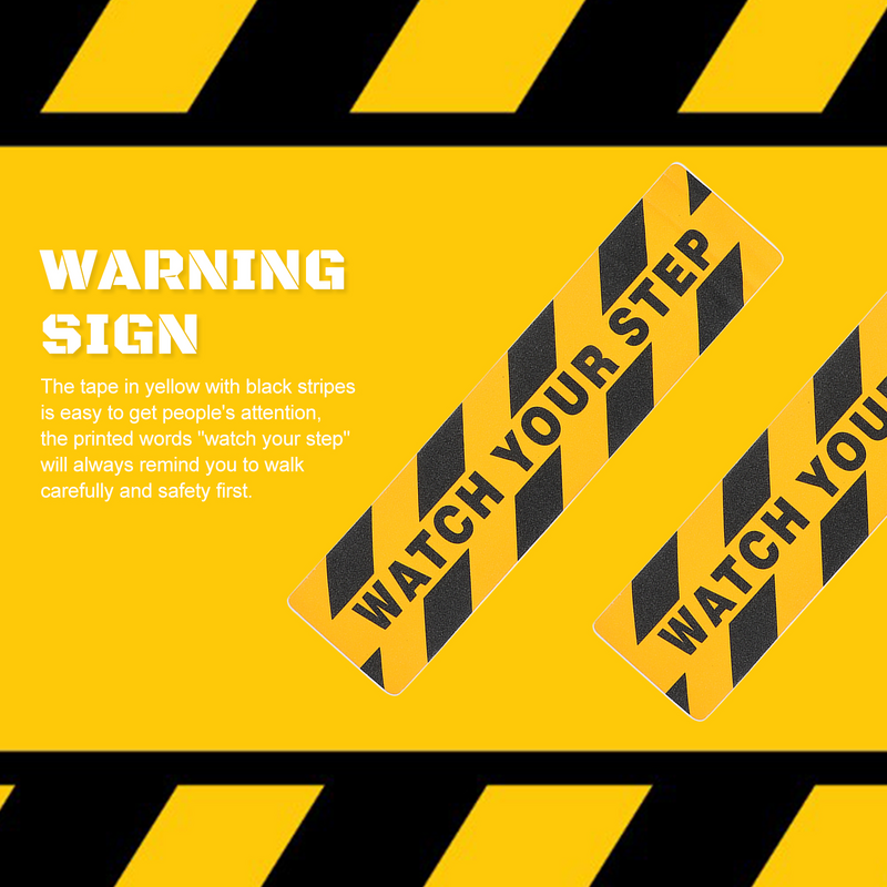 ملصق تحذير اللافتات ، شريط مانع للانزلاق للخطوات ، ملصقات تسمية الملصقات ، في الهواء الطلق ، 2 * *