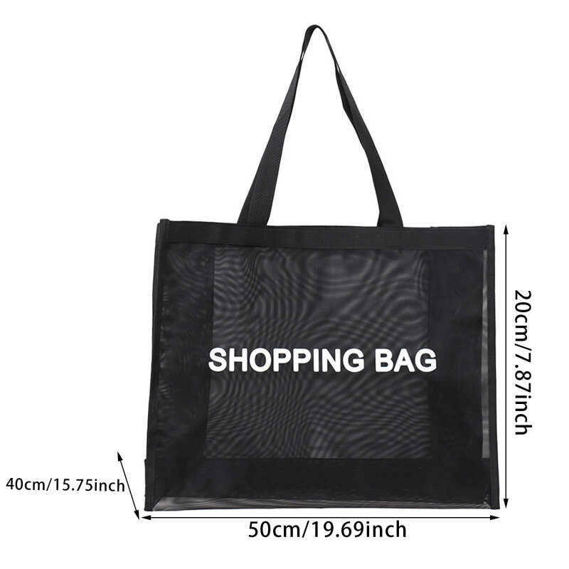 حقيبة تسوق شبكية من النايلون الشفاف سعة كبيرة حقيبة كتف واحدة قابلة للتنفس السفر على الشاطئ