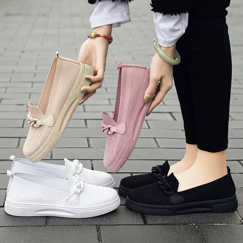حذاء رياضي غير رسمي للنساء ، حذاء بدون كعب مريح ، مسطح قابل للإنزلاق ، الربيع والخريف ،
