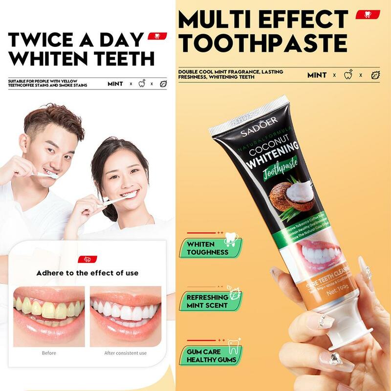 معجون أسنان عن طريق الفم فيتامين C ، أبيض ، بقع الفحم المنشط ، تبييض الأسنان ، تقليل التنفس با ، 100g ، E1J4