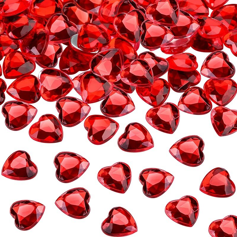 اكريليك حجر الراين على شكل قلب ، ظهر مسطح ، ليوم عيد الحب ، الزفاف ، صانعة بوصة