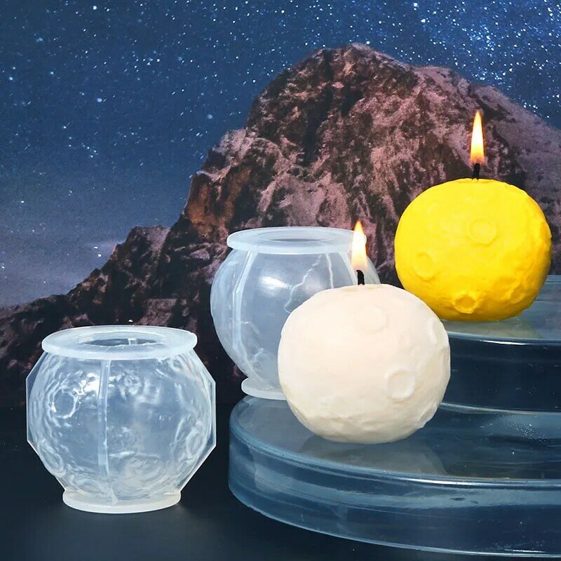 3D Earth, Moon Series Candle Mold Silicone Mold for DIY Handmade Aromatherapy Candle Ornaments Handicrafts Pastry Cake Decoratin