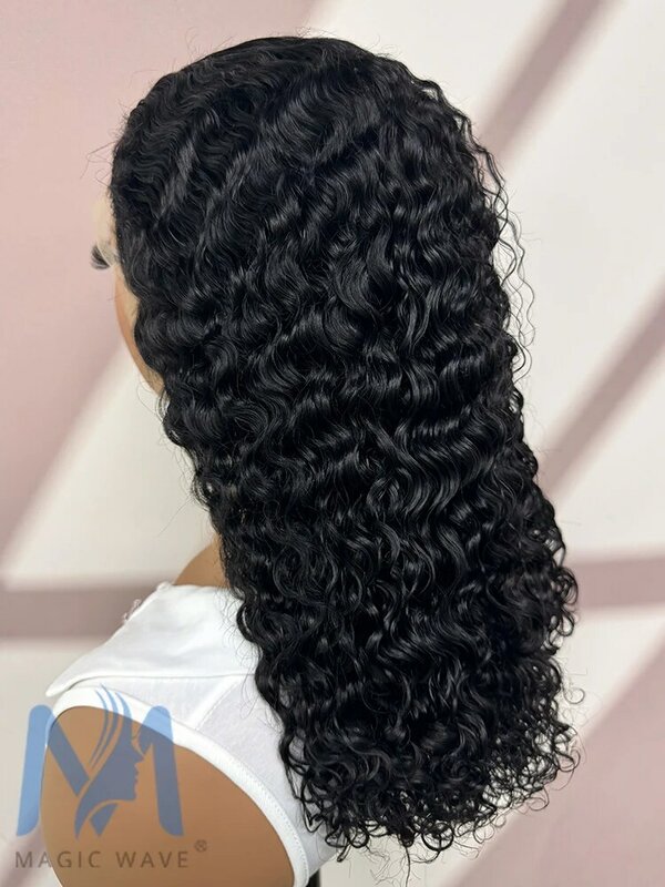 شعر مستعار طبيعي مموج بالماء الأسود للنساء ، موجة مجعدة ، شعر ريمي برازيلي ، كثافة ، دانتيل أمامي 13 × 4