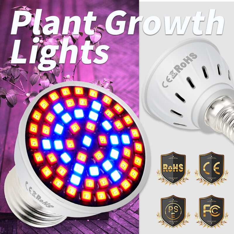 E27 LED Phytolamp الطيف الكامل تنمو ضوء E14 النباتات لمبة لزراعة البستنة في الأماكن المغلقة بذور LED GU10 الشتلات أضواء متنامية