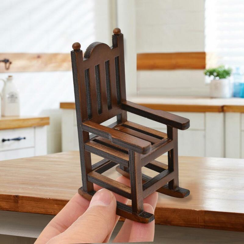 Good Simulation Chair Smooth Surface Non-Breakable Miniature Chair Dollhouse 1:12 Ornament  Dollhouse Chair    Dollhouse Chair