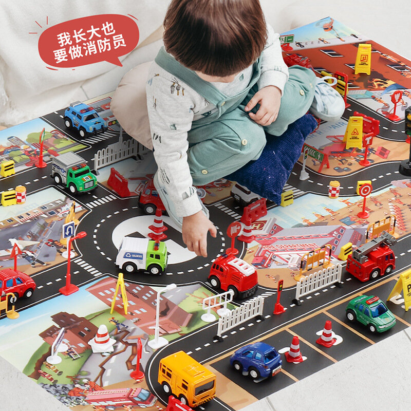 لعبة أطفال تلعب حصيرة 83*57 مدينة النار المرور وقوف السيارات اللعب سيارة الكلمة حصيرة لعبة تعليمية p353