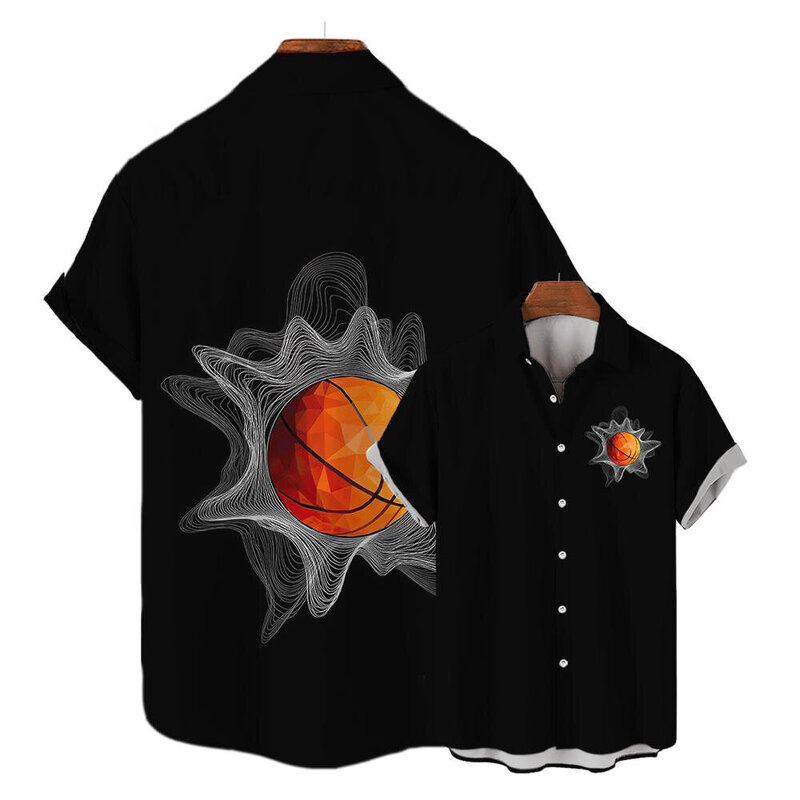 قمصان للرجال مضحكة لكرة السلة بطباعة ثلاثية الأبعاد بأكمام قصيرة ، قميص فضفاض كبير الحجم ، ملابس غير رسمية ، تي شيرت صيفي