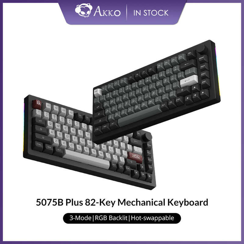 لوحة مفاتيح Akko 5075B Plus V2 75% قابلة للتبديل متعددة الأوضاع RGB ميكانيكية للألعاب 2.4GHz لاسلكية/USB Type-C/بلوتوث 5.0