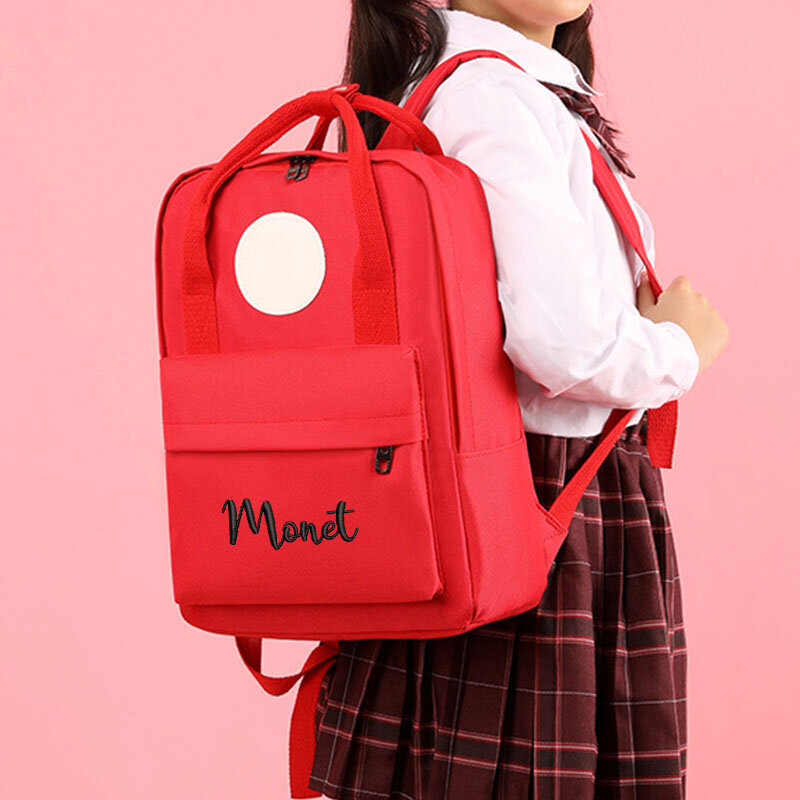 مخصص أكسفورد القماش حقيبة مدرسية شخصية شعار سعة كبيرة على ظهره المطرزة اسم الأطفال حقيبة مدرسية هدية