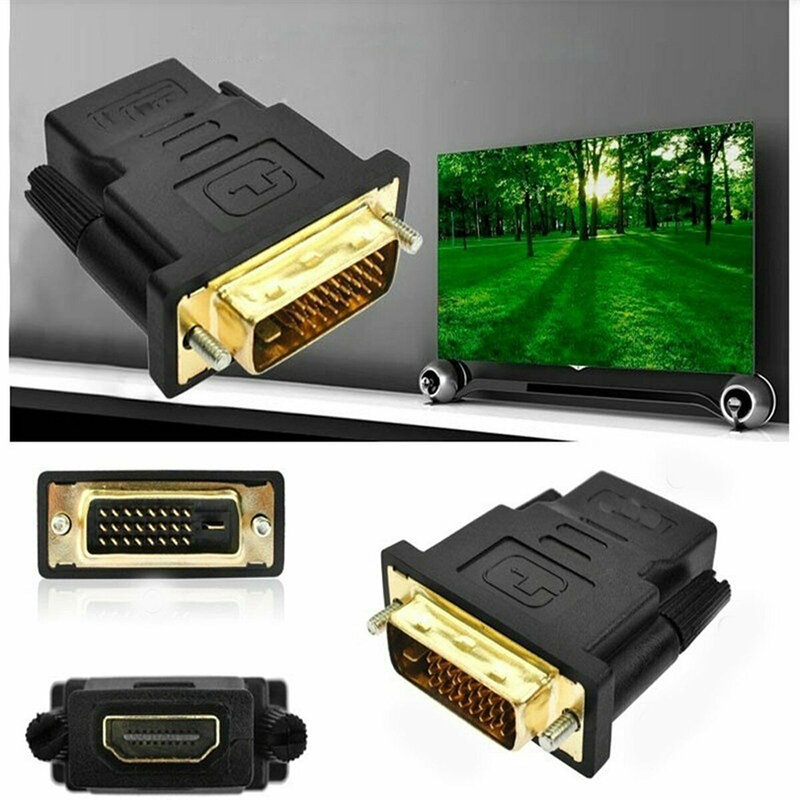 24k مطلية بالذهب التوصيل ذكر إلى أنثى DVI محول 1080P ل HDTV العارض مونيتو DVI 24 + 1 إلى HDMI-متوافق مع محول الكابلات