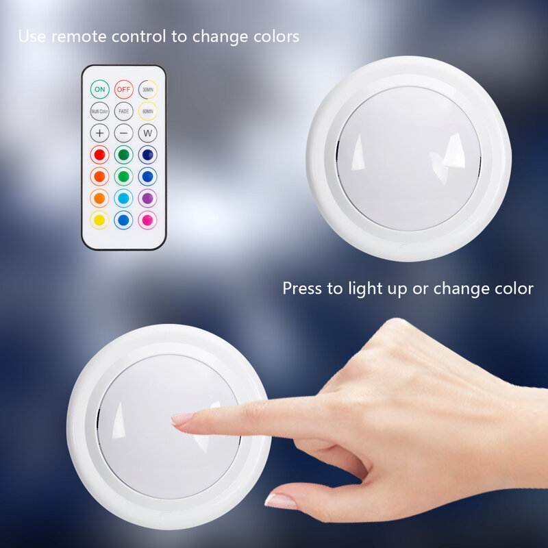 13 ألوان لاسلكية عكس الضوء تحت خزانة LED ليلة عفريت ضوء بطارية التحكم عن بعد تعمل للمطبخ خزانة خزانة