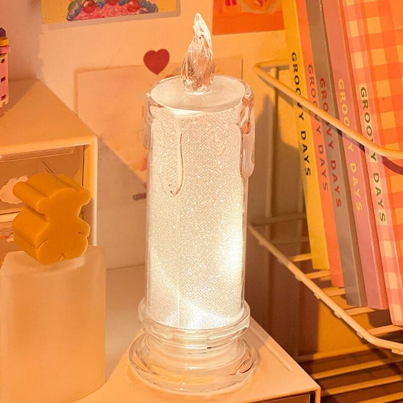 عديمة اللهب LED ضوء شمعة مصباح الإلكترونية مع قاعدة شفافة البلاستيك عيد الميلاد الحدث الشاي ضوء ديكور المنزل