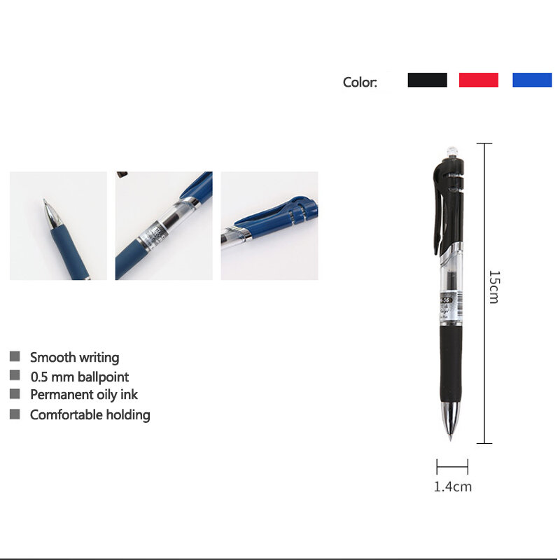 قابل للسحب جل أقلام مجموعة أسود/أحمر/أزرق حبر جاف للكتابة 0.5 مللي متر عبوات ملحقات المكتب اللوازم المدرسية أدوات مكتبية