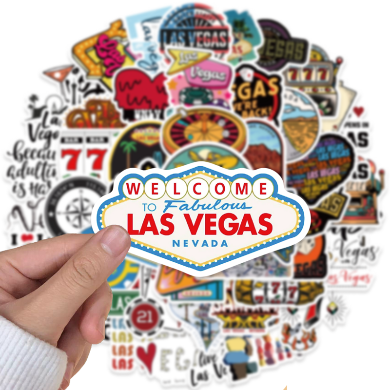ملصقات كرتونية Las Vegas كلاسيكية ، جرافيتي مقاوم للماء ، ديكورات ذاتية الصنع ، Scarpbook ، لوح تزلج ، كمبيوتر محمول ، دفتر ملاحظات ، مذكرات ، 50 *