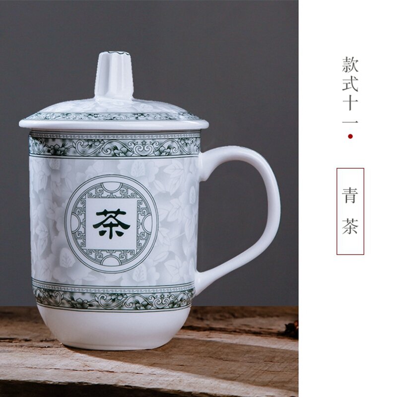 10 قطعة/الوحدة جينغدتشن الشاي كوب السيراميك الشاي كوب الصين مع غطاء مكتب كأس غرفة المؤتمرات كوب ماء كوب المنزلية تخصيص