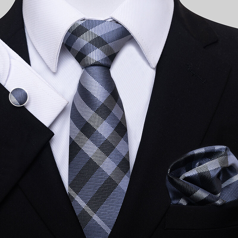 الجملة مزيج الألوان رابطة عنق حرير مجموعة للرجال ربطة العنق جيب المربعات زر الكم الصلبة الأسود Cravat البدلة اكسسوارات الصلبة صالح الزفاف