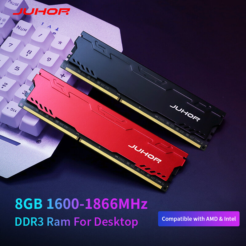 JUHOR ذاكرة الوصول العشوائي DDR3 4GB 8GB 1600MHz 1866MHz ذاكرة عشوائيّة للحاسوب المكتبي جديد Dimm DDR3 1333MHz 1.5V الكباش مع المبرد