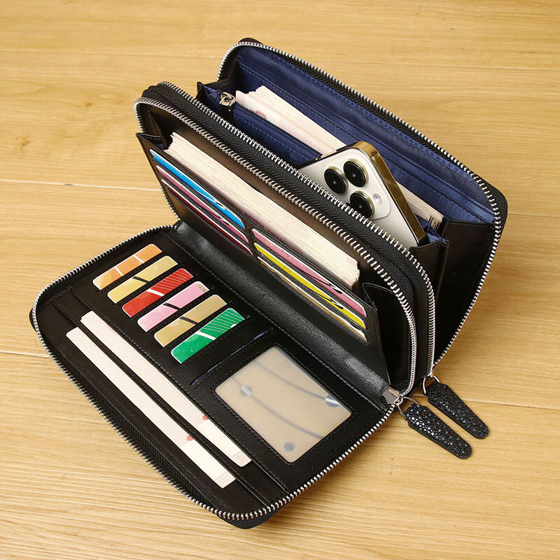حقيبة يد بسحاب بطبقة مزدوجة للرجال ، نمط لؤلؤ ، حقيبة تغيير متعددة الاستخدامات ، محفظة بطاقات متعددة ، عصرية ، جديدة