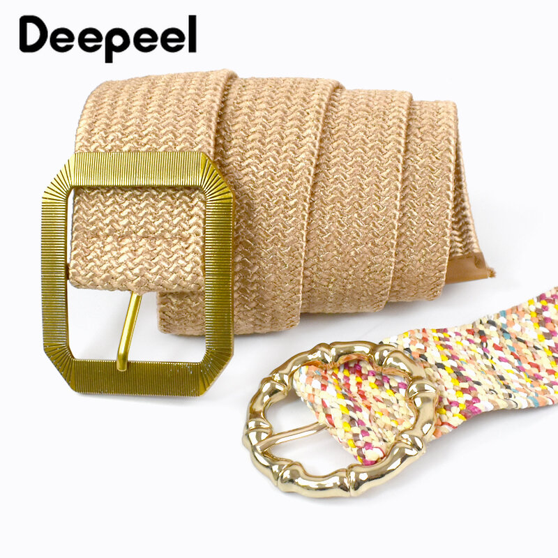 Deeepeel-حزام عريض منسوج على الطراز البوهيمي ، حزام خصر مطاطي نسائي ، ديكور فستان صيفي للشاطئ ، cummerbundd ، إكسسوارات مطابقة ، 5 روض