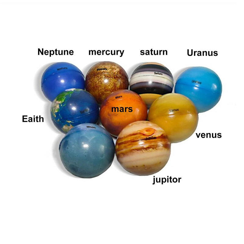 لعبة الكرة نطاط الإجهاد الإغاثة ، طباعة النظام الشمسي ، كرة النجوم ، ثمانية كواكب ، القمر والأرض غلوب ، 6.3 سنتيمتر