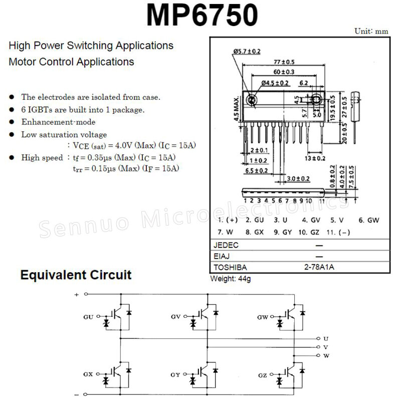 1 قطعة MP6750 N-قناة IGBT وحدة عالية الطاقة التبديل التطبيقات تطبيقات التحكم في المحرك