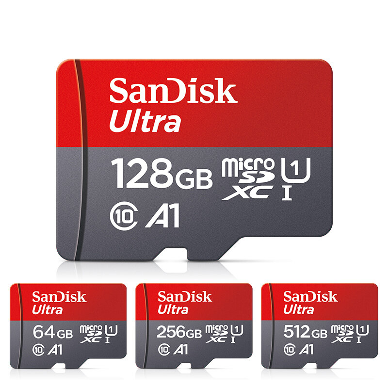 سانديسك-مايكرو بطاقة ذاكرة sd ، فئة 10 uhs-1 فلاش tf لسامسونج والكمبيوتر ، 100% الأصلي ، 128gb ، 64gb ، 32gb ، a1