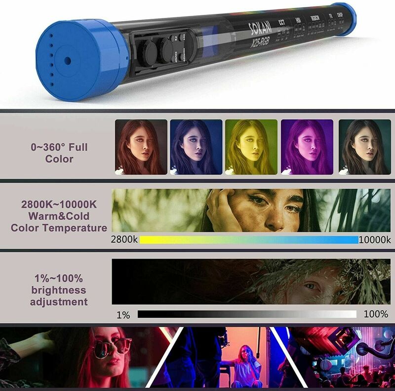 ضوء فيديو LED RGB ، أنبوب محمول باليد ، عصا عصا ، إضاءة التصوير CTT ، قماءة ، تطبيق يوتيوب وتيك توك