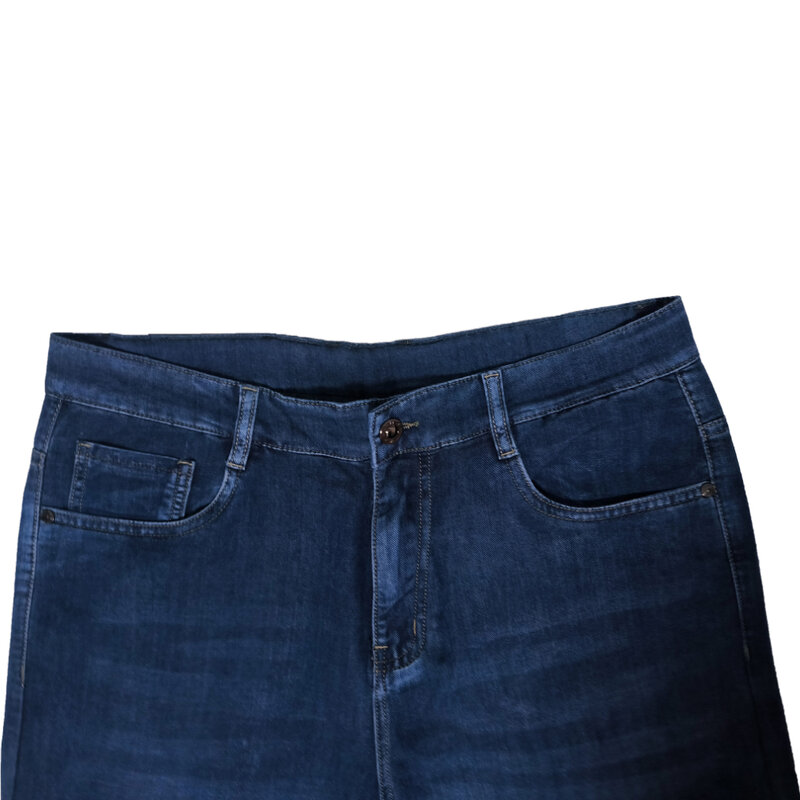 جينز جينز رجالي مطاطي رقيق مستقيم ، بنطلون حريري خفيف الوزن ، قماش غير رسمي ، الربيع ، الصيف